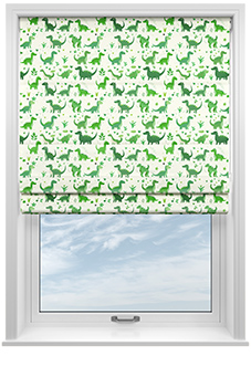 Dino Land, Lush Green - Motorised Roman Blind